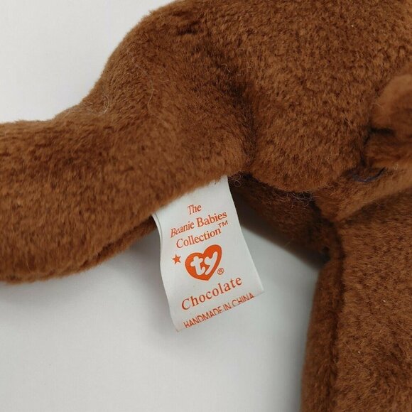 Ty Beanie Baby Chocolate The Moose Plush Toy Brown Orange 1993 Vintage with Tag - Picture 7 of 10